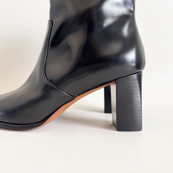 New Madewell The Zane Ankle Boot Black Leather Block Heel Square Classic US 11 - Picture 6 of 12